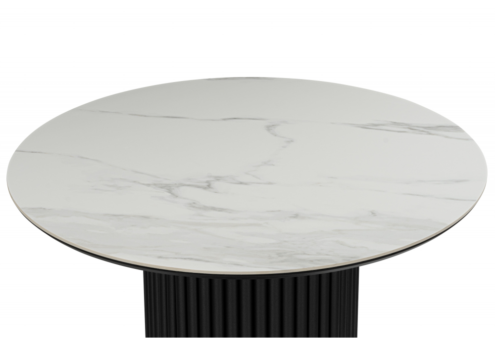 фото керамический стол woodville барел 90 белый мрамор snow white / черный 625951 | 220svet.ru