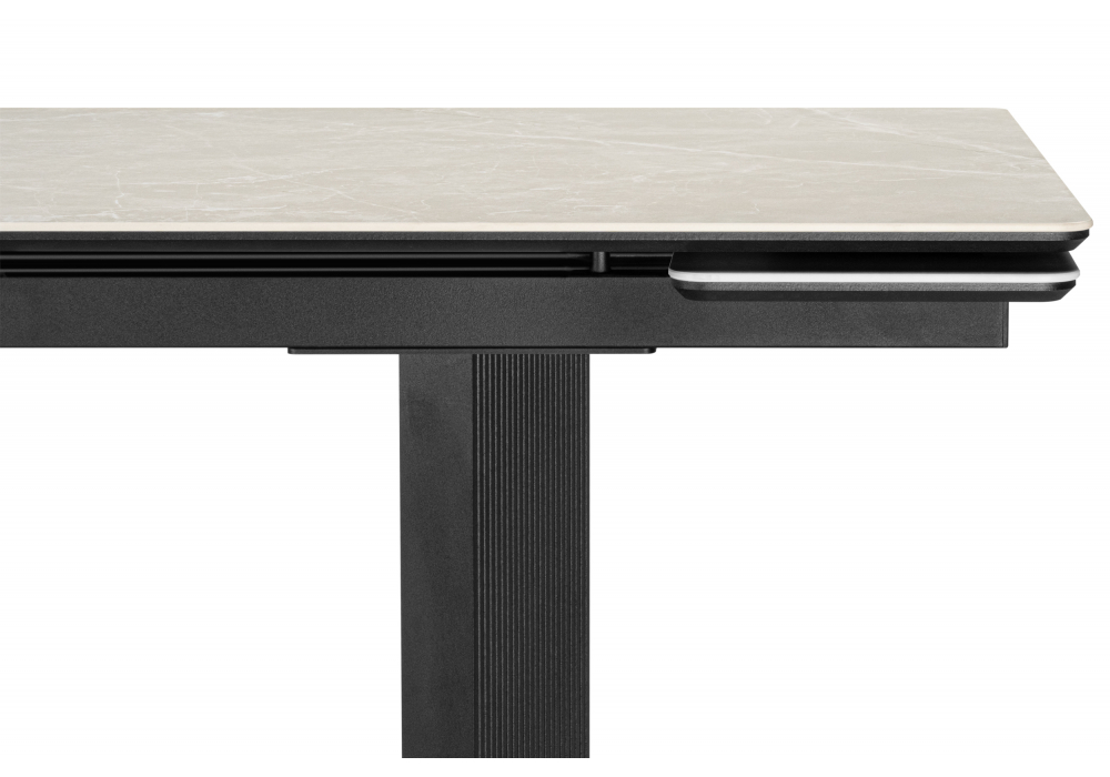 фото керамический стол раскладной 200x100 woodville монерон burberry bianco matt / черный 621192 | 220svet.ru