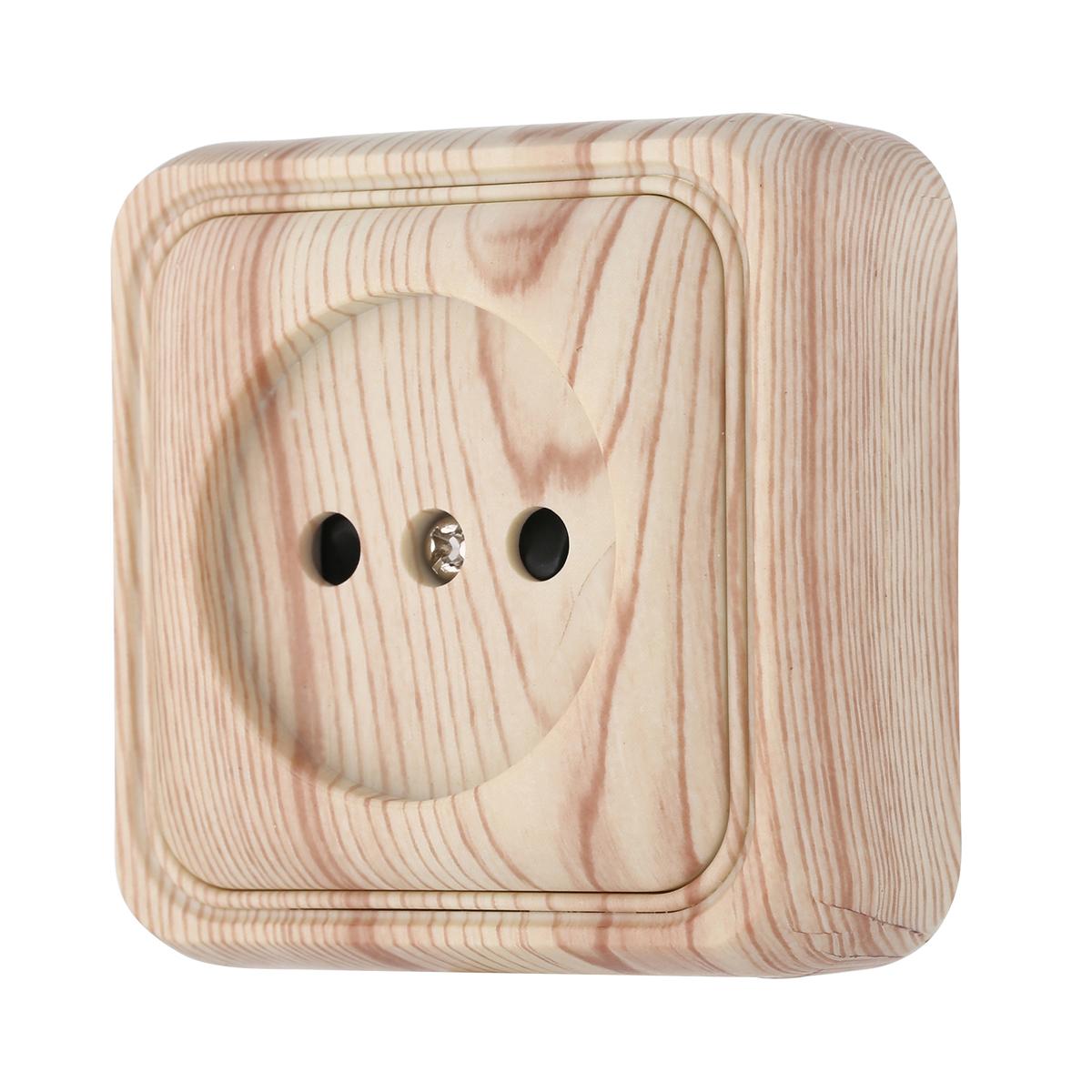 фото розетка lk studio открытой установки без заземляющих контактов с защитными шторками (сосна) 813325 | 220svet.ru