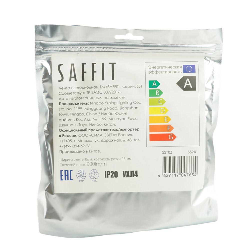 фото светодиодная лента saffit 9,6w/m 120led/m 2835smd дневной белый 5м sst02 55241 | 220svet.ru