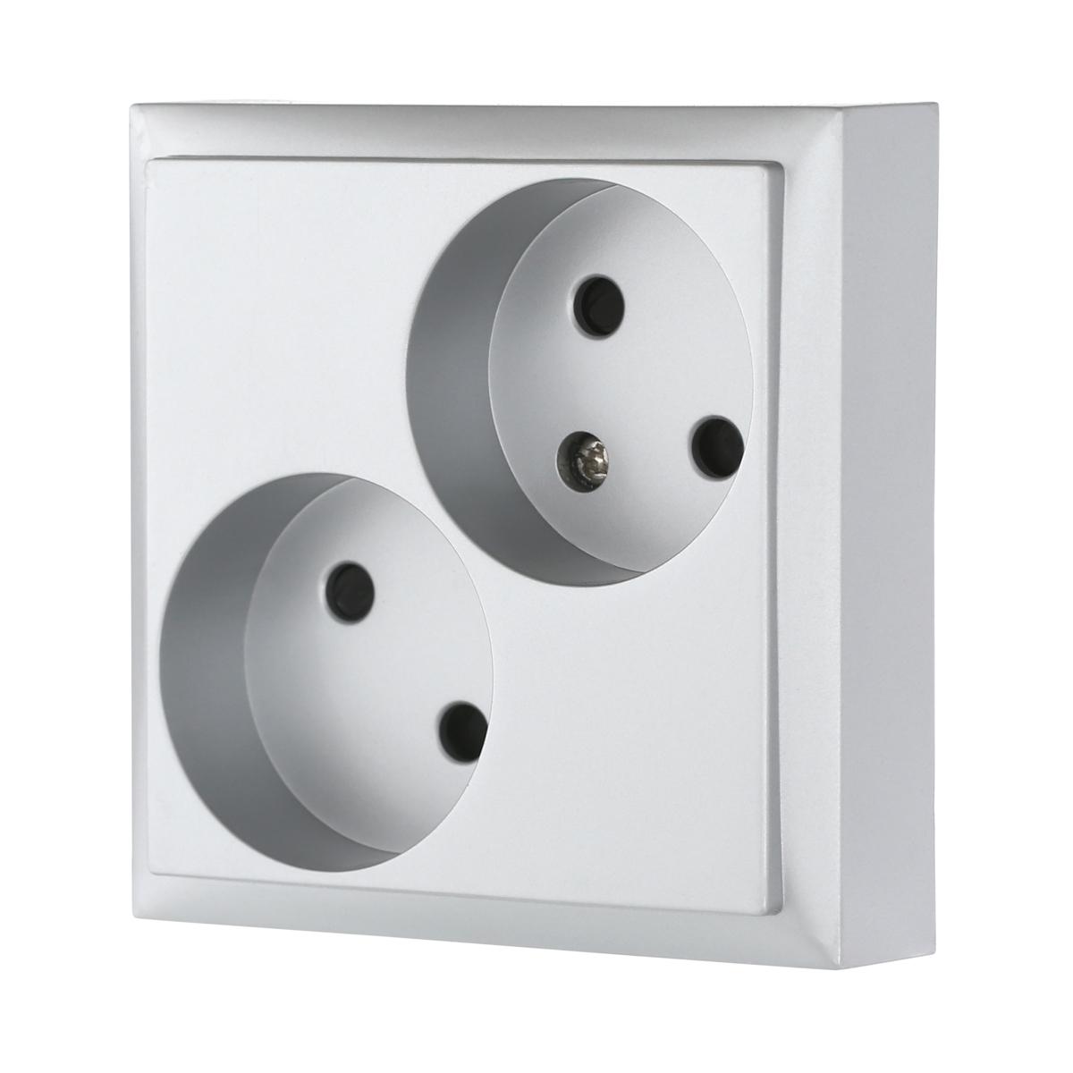 фото розетка lk studio двойная без з/к, со шторками (серебристый металлик) lk80 843603-1 | 220svet.ru