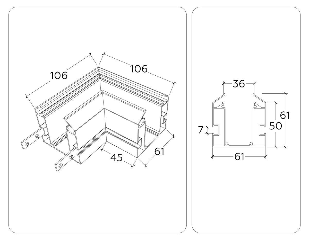 фото коннектор l-образный встраиваемый ambrella light gl1043 | 220svet.ru