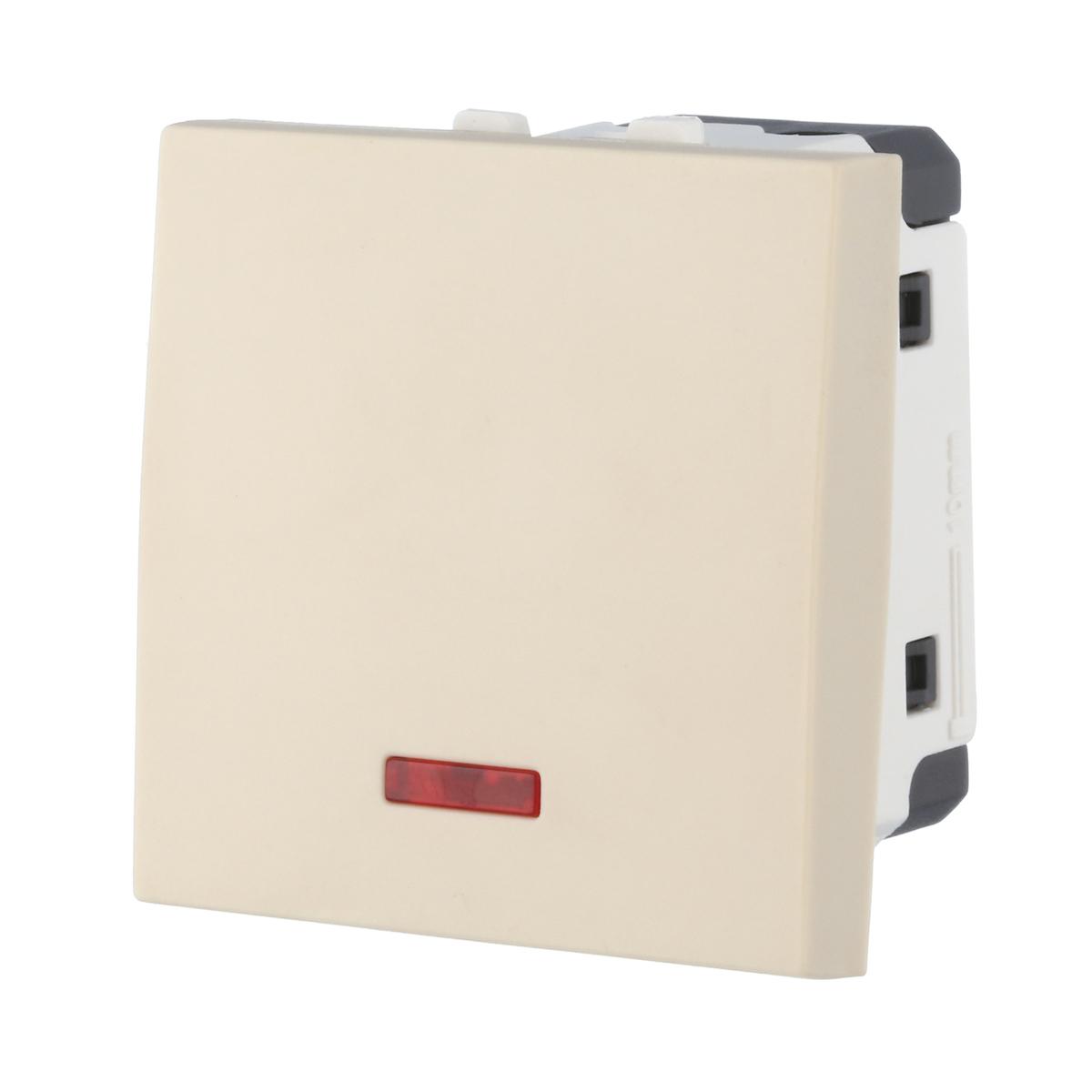 фото выключатель lk studio с индикатором 45х45мм (схема 1l) 16 a, 250 b (бежевый) lk45 850901-1 | 220svet.ru