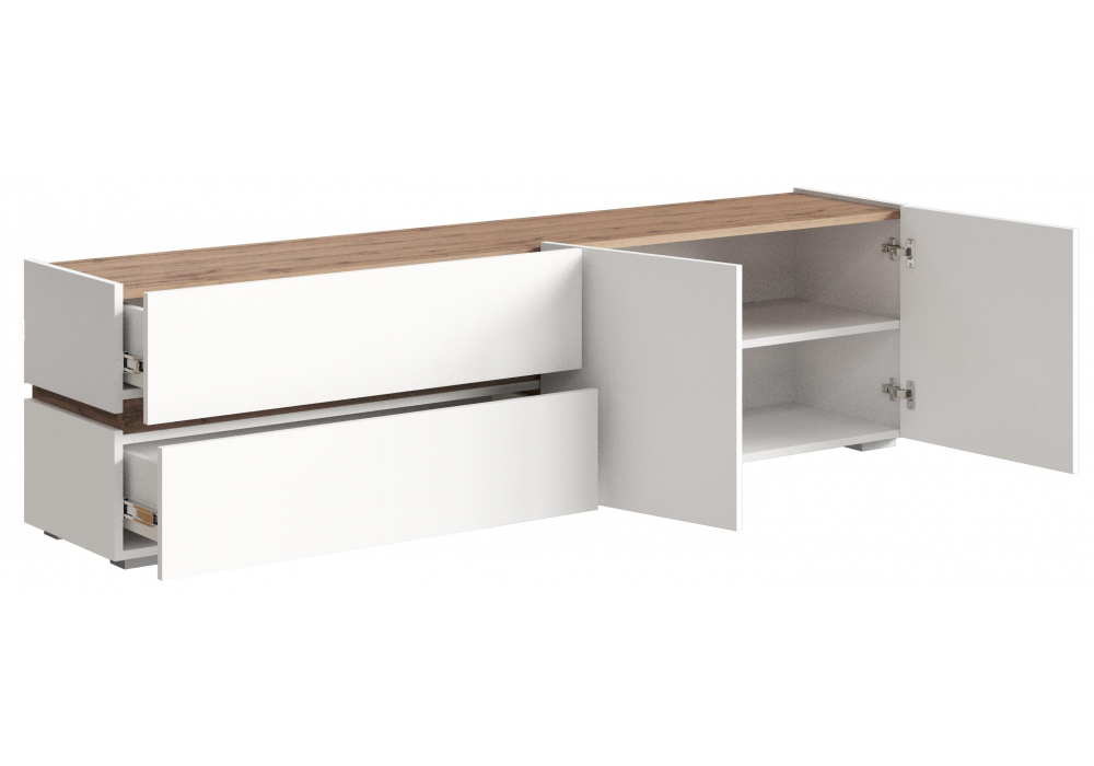 фото тв-тумба woodville атлон белый / дуб вотан 563521 | 220svet.ru