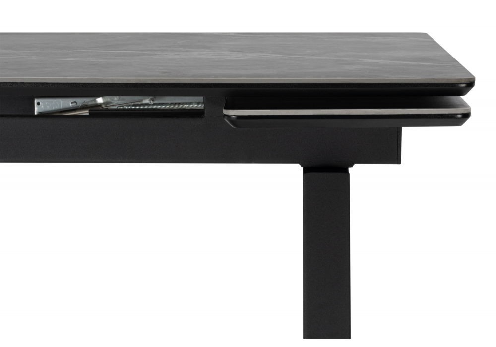 фото керамический стол раскладной woodville джек 140(200)х80 серый мрамор larka grey / черный 612901 | 220svet.ru