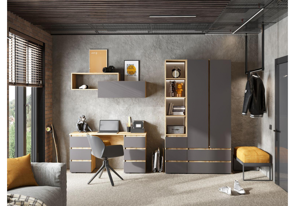 фото письменный стол woodville элла серый графит 0162 / дуб крафт золото 586709 | 220svet.ru