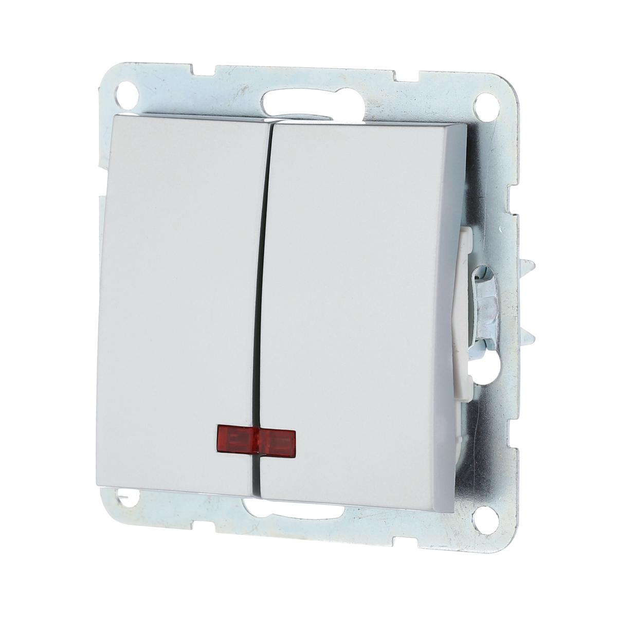 фото выключатель lk studio 2-кл., с индикаторами (схема 5l) 16 a, 250 b (серебристый металлик) lk60 861203-1 | 220svet.ru