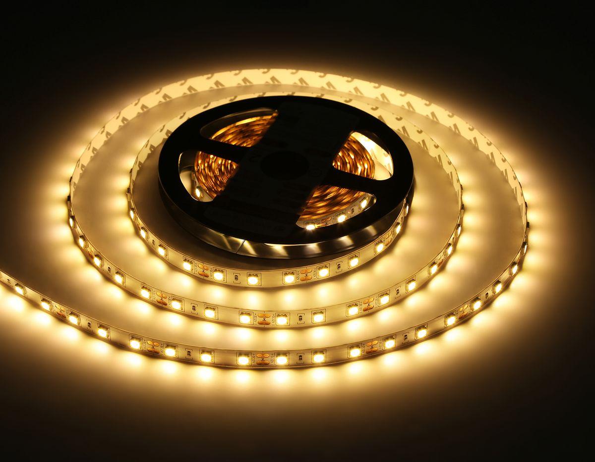 фото светодиодная лента теплый белый ambrella light 14,4w/m 60led/m 5050smd 3000к 5m gs2001 | 220svet.ru