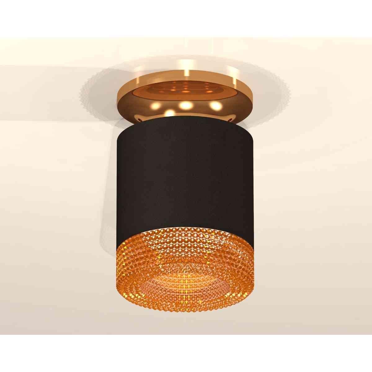 фото комплект накладного светильника ambrella light xs7402103 sbk/pyg/cf черный песок/золото желтое полированное/кофе (n7929, c7402, n7195) | 220svet.ru