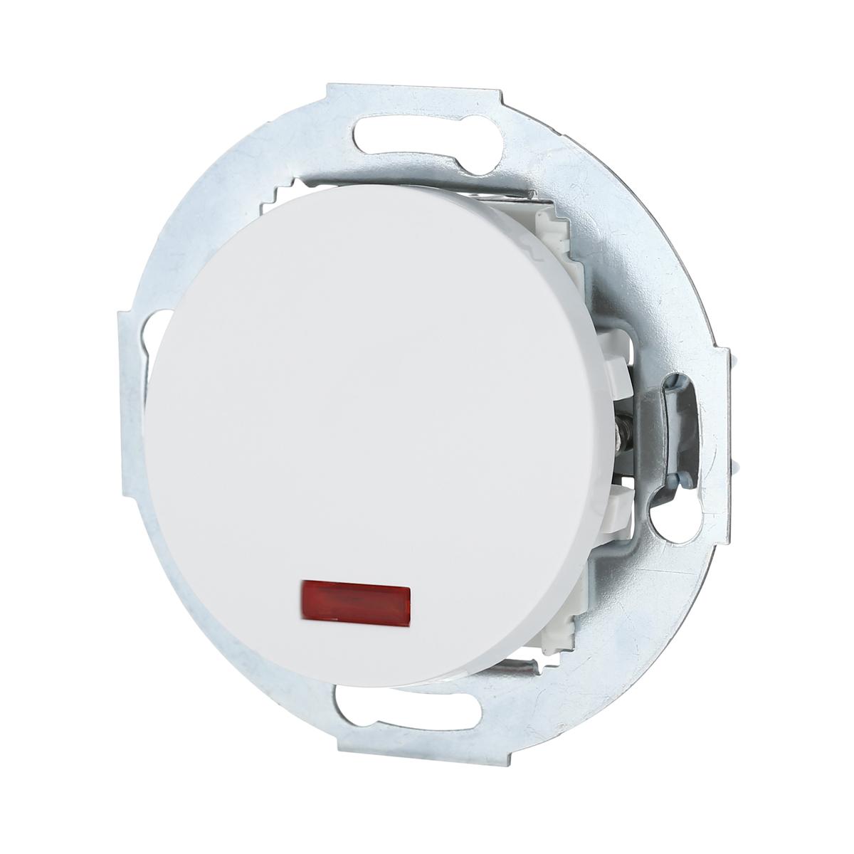 фото переключатель lk studio одноклавишный на два направления (схема 6l) с индикатором 16 a, 250 b (белый) vintage 880404-1 | 220svet.ru