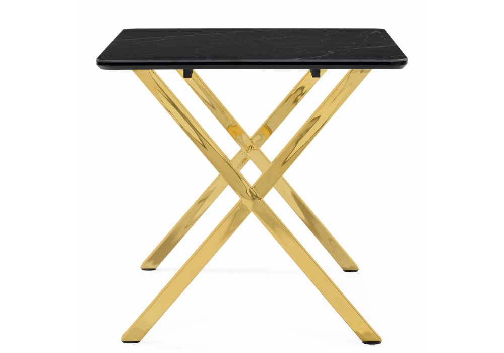 фото керамический стол woodville селена 3 160х90 черный мрамор / золото 606409 | 220svet.ru
