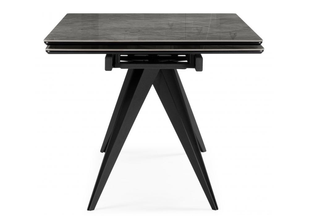 фото керамический стол раскладной 160(220)х89 woodville дарвин серый мрамор baolai / черный 625985 | 220svet.ru