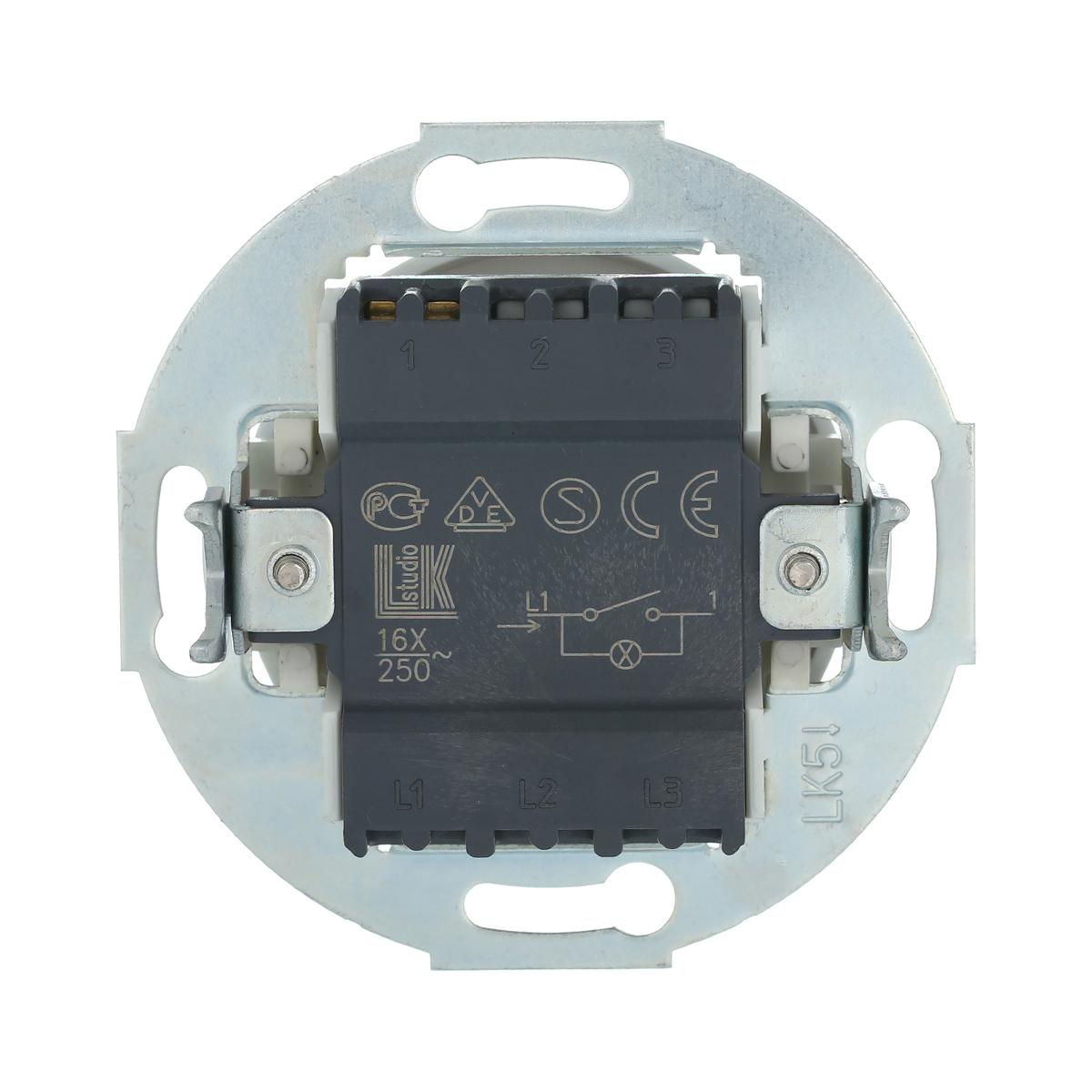 фото выключатель lk studio одноклавишный (схема 1l) с индикатором 16 а, 250 в (белый) vintage 880204-1 | 220svet.ru