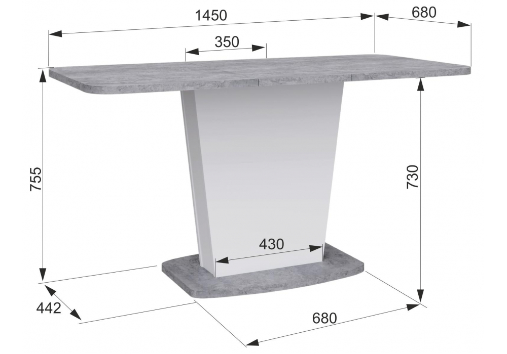 фото стол деревянный раскладной woodville комфорт цемент светлый / белый 608569 | 220svet.ru
