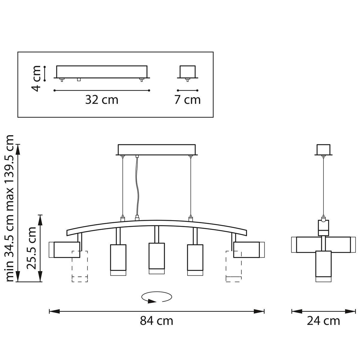 фото подвесная люстра lightstar rullo (571735+214437-3+214436-2+202430-5) lr7353733620 | 220svet.ru