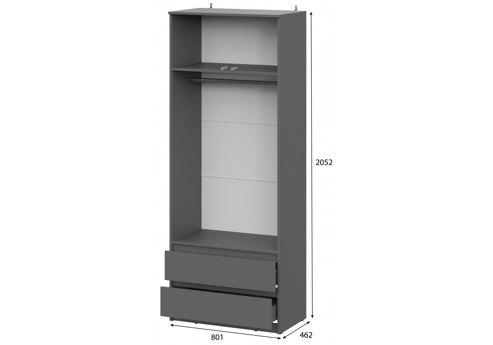 фото шкаф двухстворчатый woodville сибити графит серый 582761 | 220svet.ru