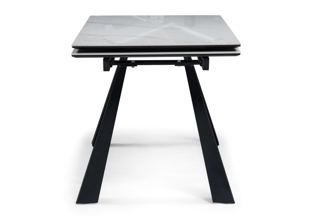 фото керамический стол раскладной woodville маунт белый мрамор / черный кварц / черный 621199 | 220svet.ru