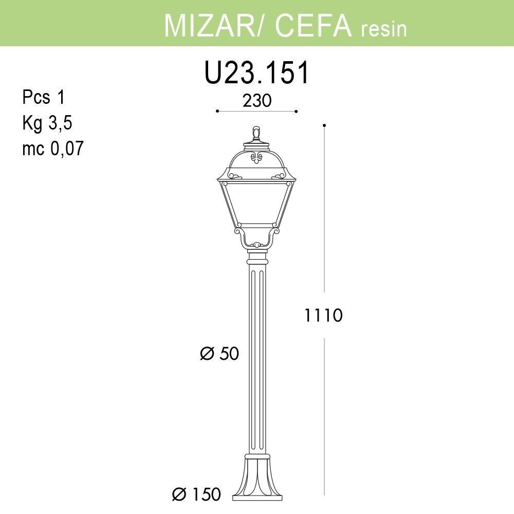 фото садовый светильник-столбик fumagalli mizar.r/cefa u23.151.000.axf1r | 220svet.ru