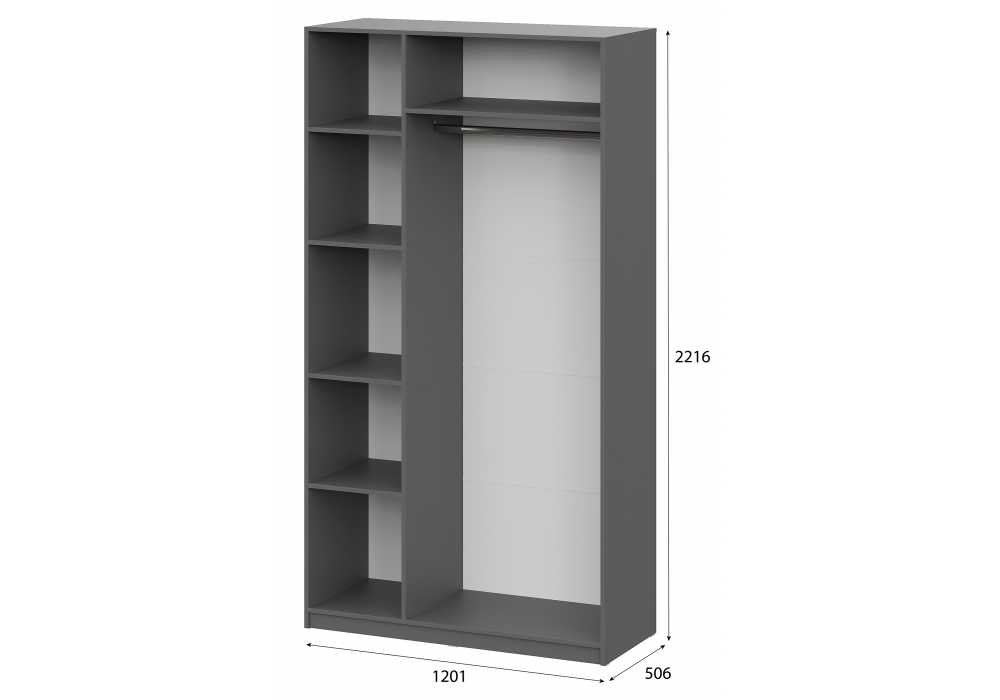 фото шкаф текстурный комплектация 2 woodville даиго с антресолью графит серый 676150 | 220svet.ru