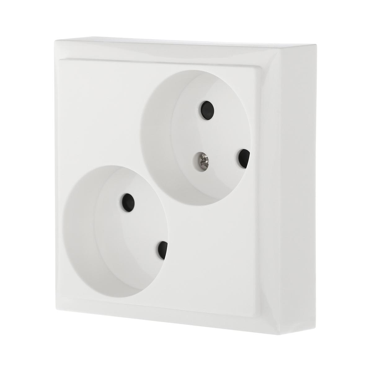 фото розетка lk studio двойная без з/к, со шторками (белый) lk60 863604-1 | 220svet.ru