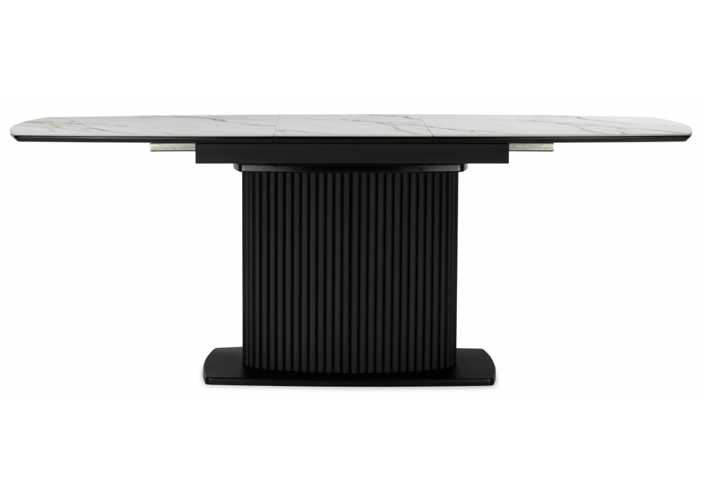 фото керамический стол раскладной woodville фестер 160(205)х90 gilt white / черный 625979 | 220svet.ru