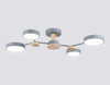 Миниатюра фото потолочная светодиодная люстра на штанге ambrella light linetech fl fl4859/4 gr/wd | 220svet.ru