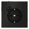 Миниатюра фото розетка встраиваемая с заземлением и защитными шторками, 16а, с usb, a+с voltum s70 vls040508 (черный матовый | 220svet.ru