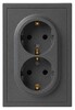 Миниатюра фото розетка эра galaxy 15-2105-06 с заземлением двойная 2x2p+e schuko со шторками ip20 16а-250в графит б0070707 | 220svet.ru