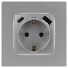 Миниатюра фото розетка эра серия 12 12-4108-03 2p+e 16a-250в со шторками с usb type-a+c 5в-3а алюминий б0067716 | 220svet.ru