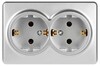 Миниатюра фото розетка эра эксперт 11-2205-03 двойная с заземлением 2х2p+e schuko ip20 16a-250в оу алюминий б0063046 | 220svet.ru